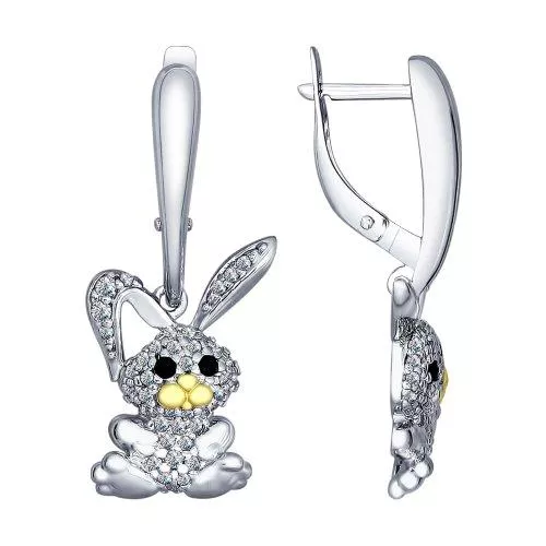 Серьги «Зайчики» из серебра