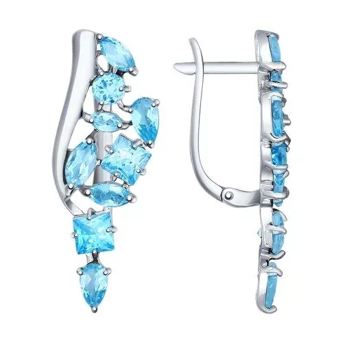 Серьги из серебра с голубыми топазами