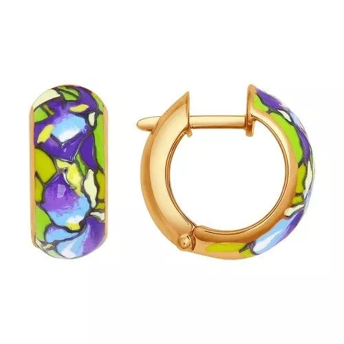 Позолоченные серьги с эмалью