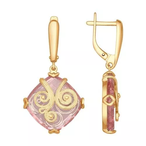 Серьги из серебра с ситаллами и сканью