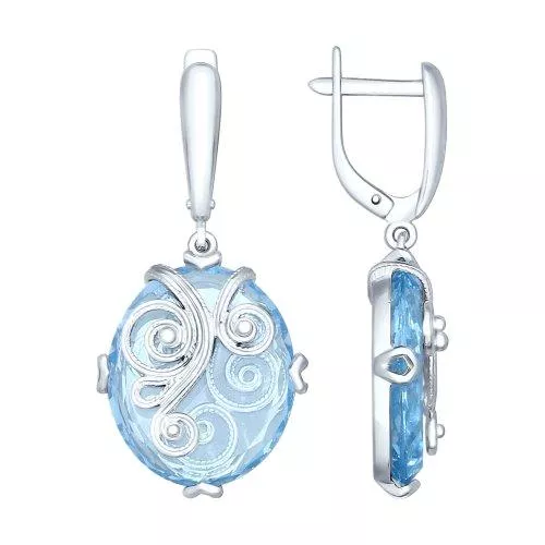 Серьги из серебра с ситаллами и сканью