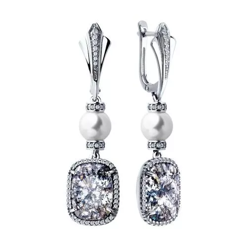 Серьги с жемчугом и кристаллами Swarovski