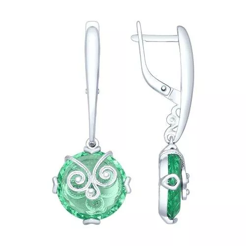 Серьги из серебра с ситаллами и сканью