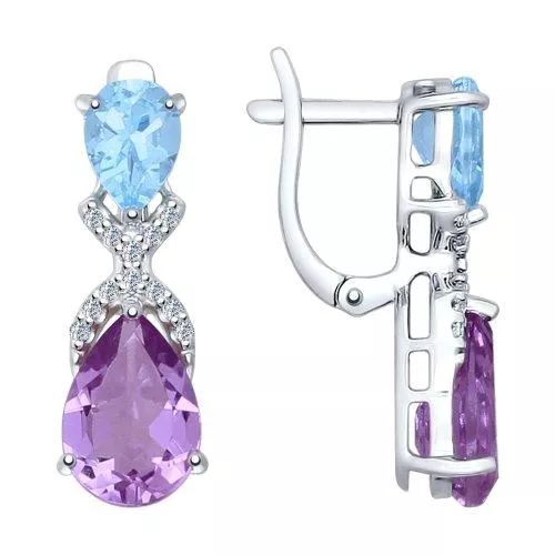 Серьги из серебра с миксом камней