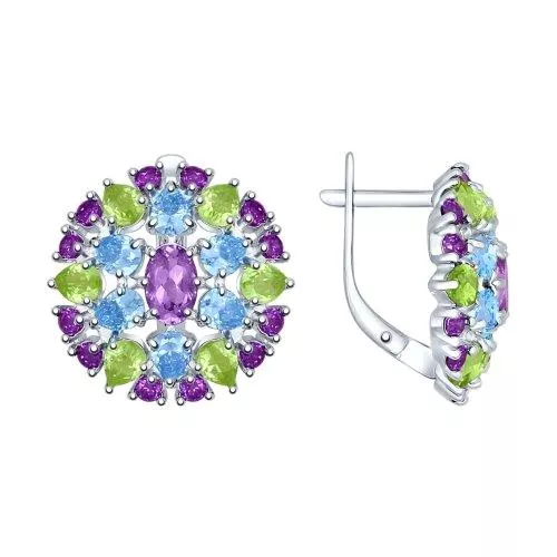 Серьги из серебра с миксом камней