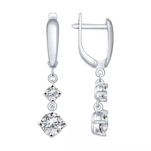 Серьги из серебра с фианитами