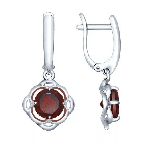 Серьги из серебра с гранатами