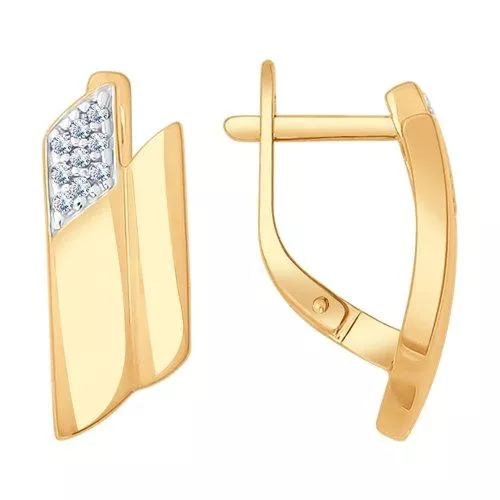 Серьги из золочёного серебра с фианитами