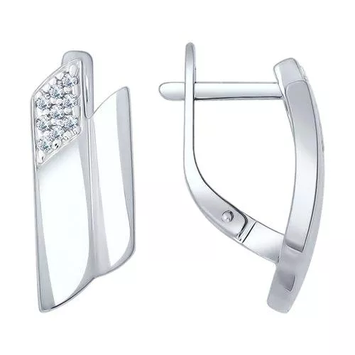 Серьги из серебра с фианитами