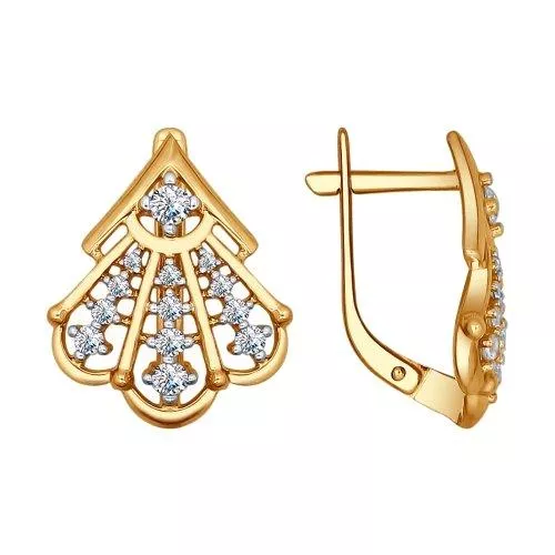 Серьги из золочёного серебра с фианитами