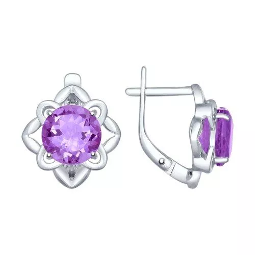 Серьги из серебра с аметистами