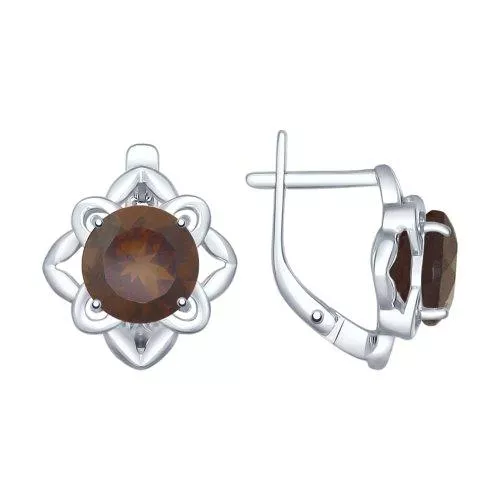 Серьги из серебра с раухтопазами