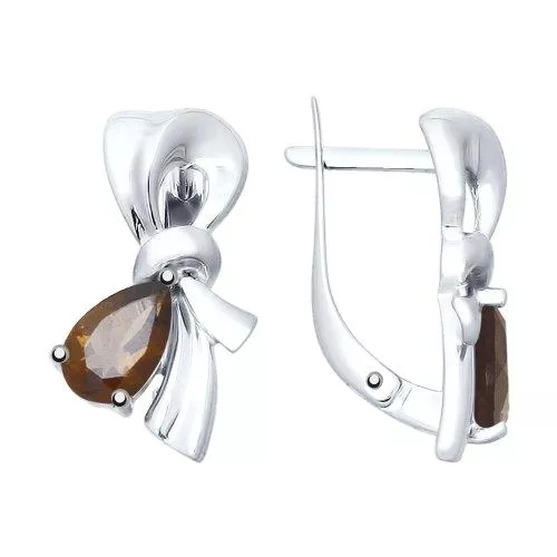 Серьги из серебра с раухтопазами