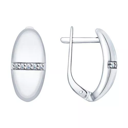 Серьги из серебра с фианитами