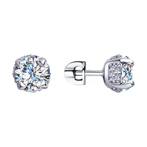 Серьги из серебра с фианитами