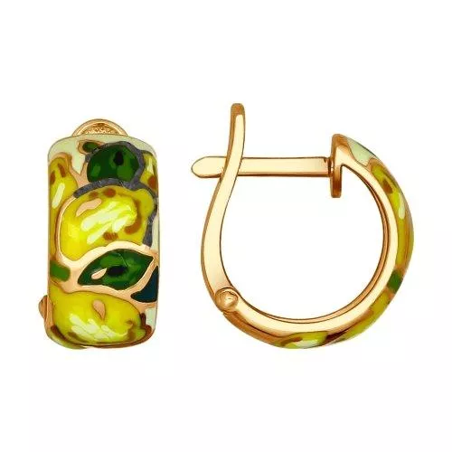 Позолоченные серьги с эмалью