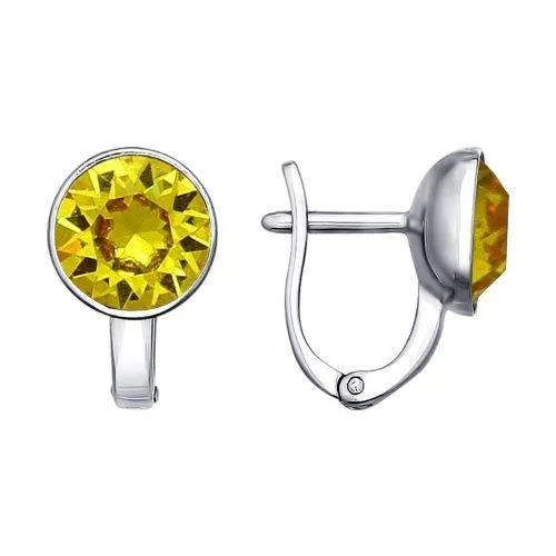 Серьги из серебра с жёлтыми кристаллами swarovski