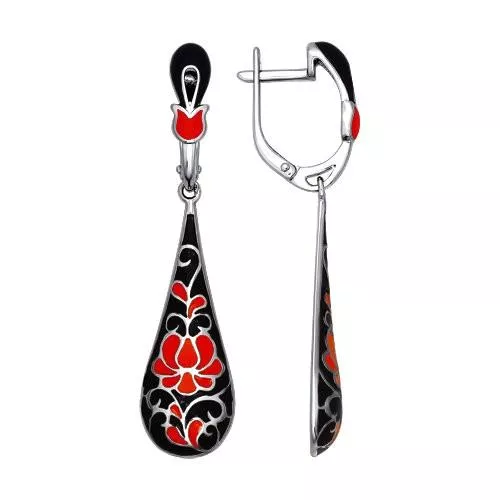 Элегантные серьги в чёрно-красной цветовой гамме
