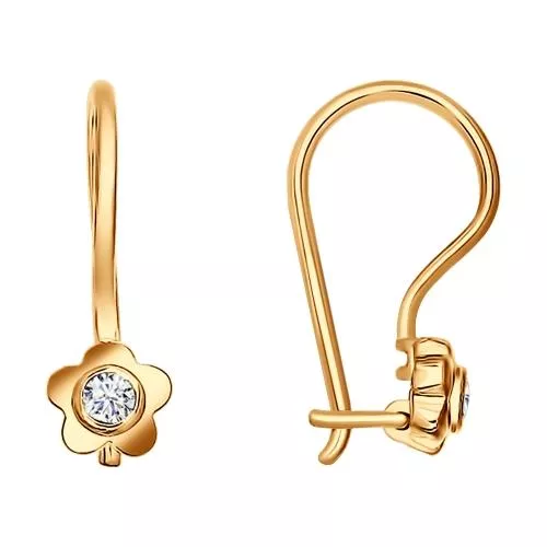 Серьги из золочёного серебра с фианитами