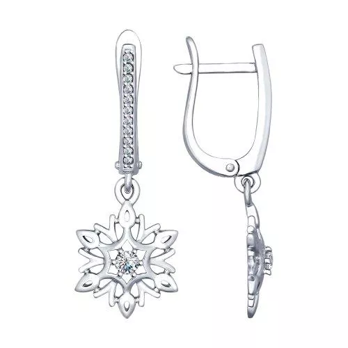 Серьги «Снежинки» из серебра