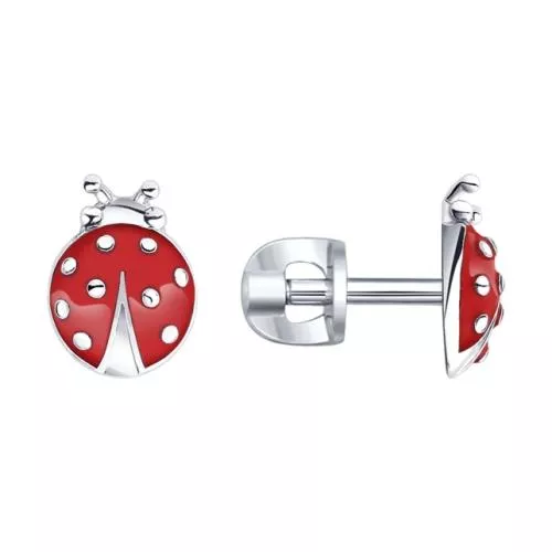Серьги-пусеты «Божья коровка»