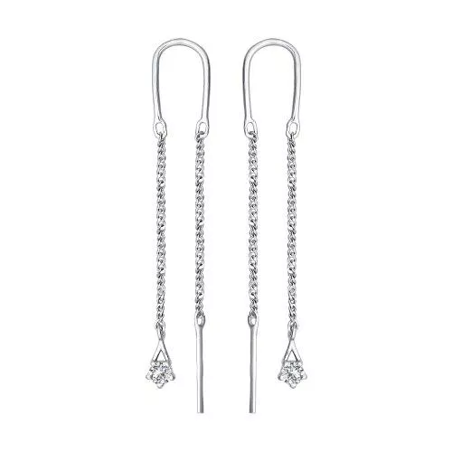 Серьги-цепочки из серебра с фианитами