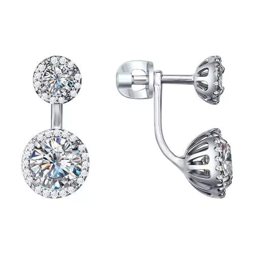 Серьги из серебра с фианитами