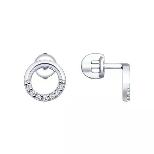 Серьги из серебра с фианитами