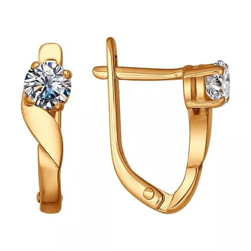 Серьги из золочёного серебра с фианитами