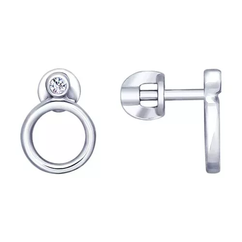 Серьги из серебра с фианитами