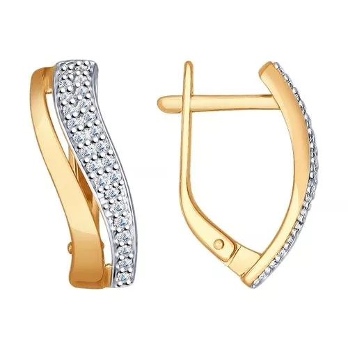 Серьги из золочёного серебра с фианитами