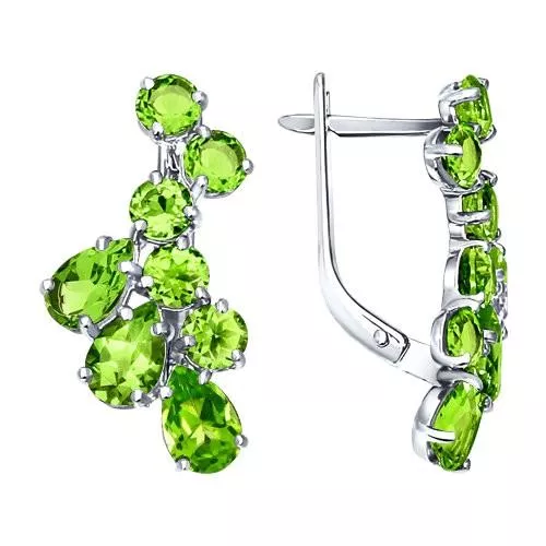 Серьги из серебра с хризолитами