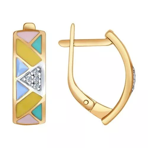 Серьги из серебра с эмалью и фианитами