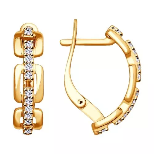 Серьги из золочёного серебра с фианитами