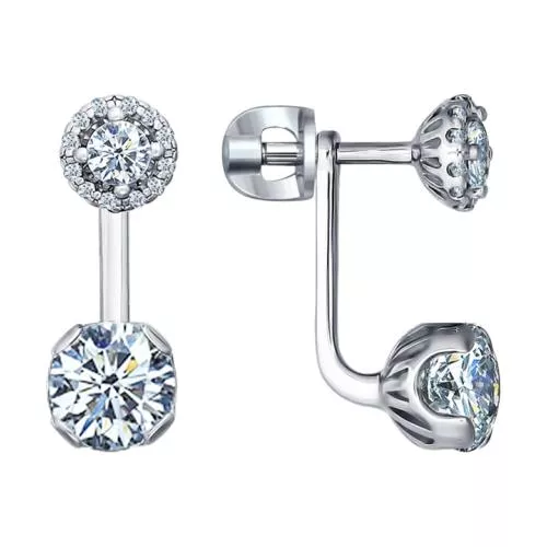 Серьги из серебра с фианитами