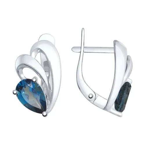 Серьги из серебра с синими топазами