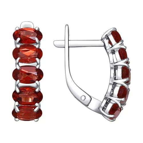 Серьги из серебра с гранатами