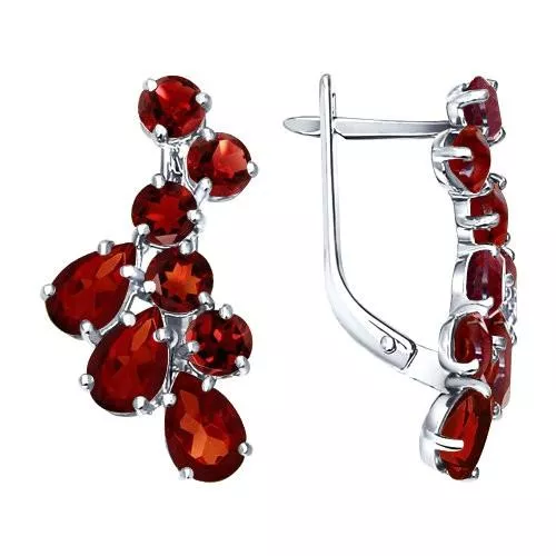 Серьги из серебра с гранатами