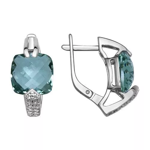 Серьги с зелёным кварцем