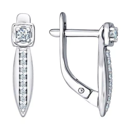 Серьги из серебра с фианитами