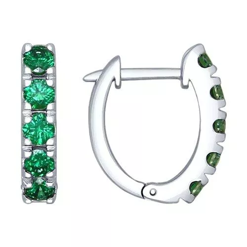 Серьги из серебра с зелеными Swarovski Zirconia