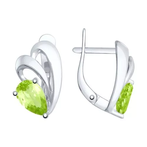 Серьги из серебра с хризолитами