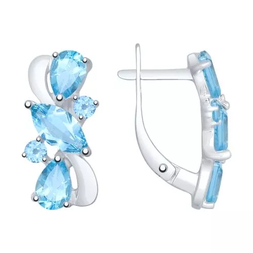 Серьги из серебра с топазами