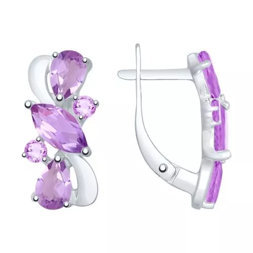Серьги из серебра с аметистами