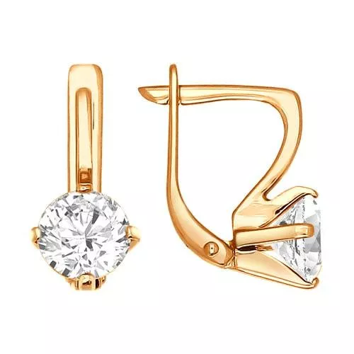 Серьги из золочёного серебра с фианитами