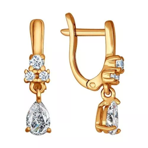 Серьги из золочёного серебра с фианитами