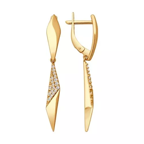 Серьги из золочёного серебра с фианитами