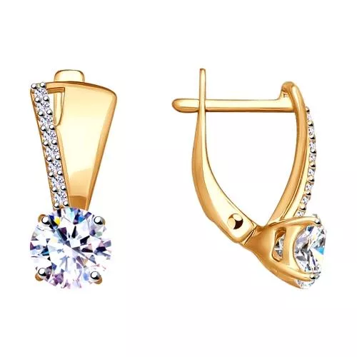 Серьги из золочёного серебра с фианитами