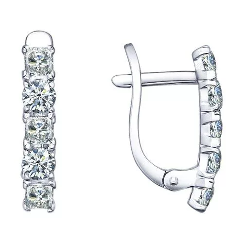 Серьги из серебра с фианитами