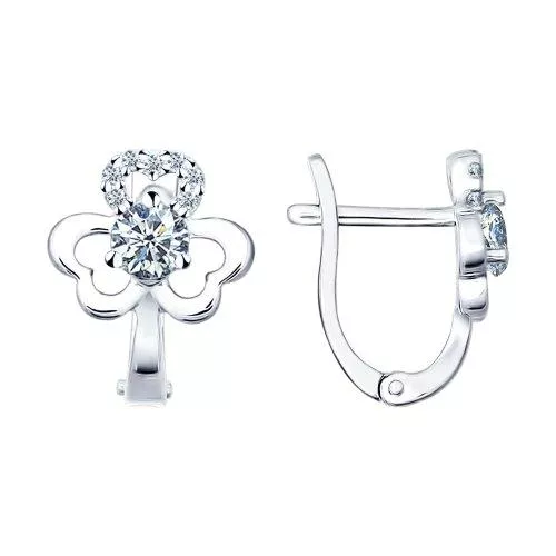 Серьги из серебра с фианитами